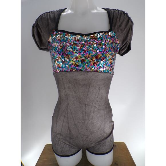 Dance Costume Curtain Call E767 Large Adult Gray Jazz Sequin Acro Musical - Picture 1 of 7